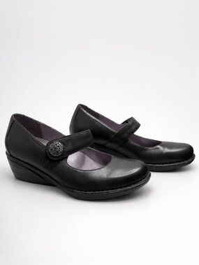 DANSKO Adele Wedge Mary Jane Loafer Womens 38 Black Leather Comfort Cottagecore